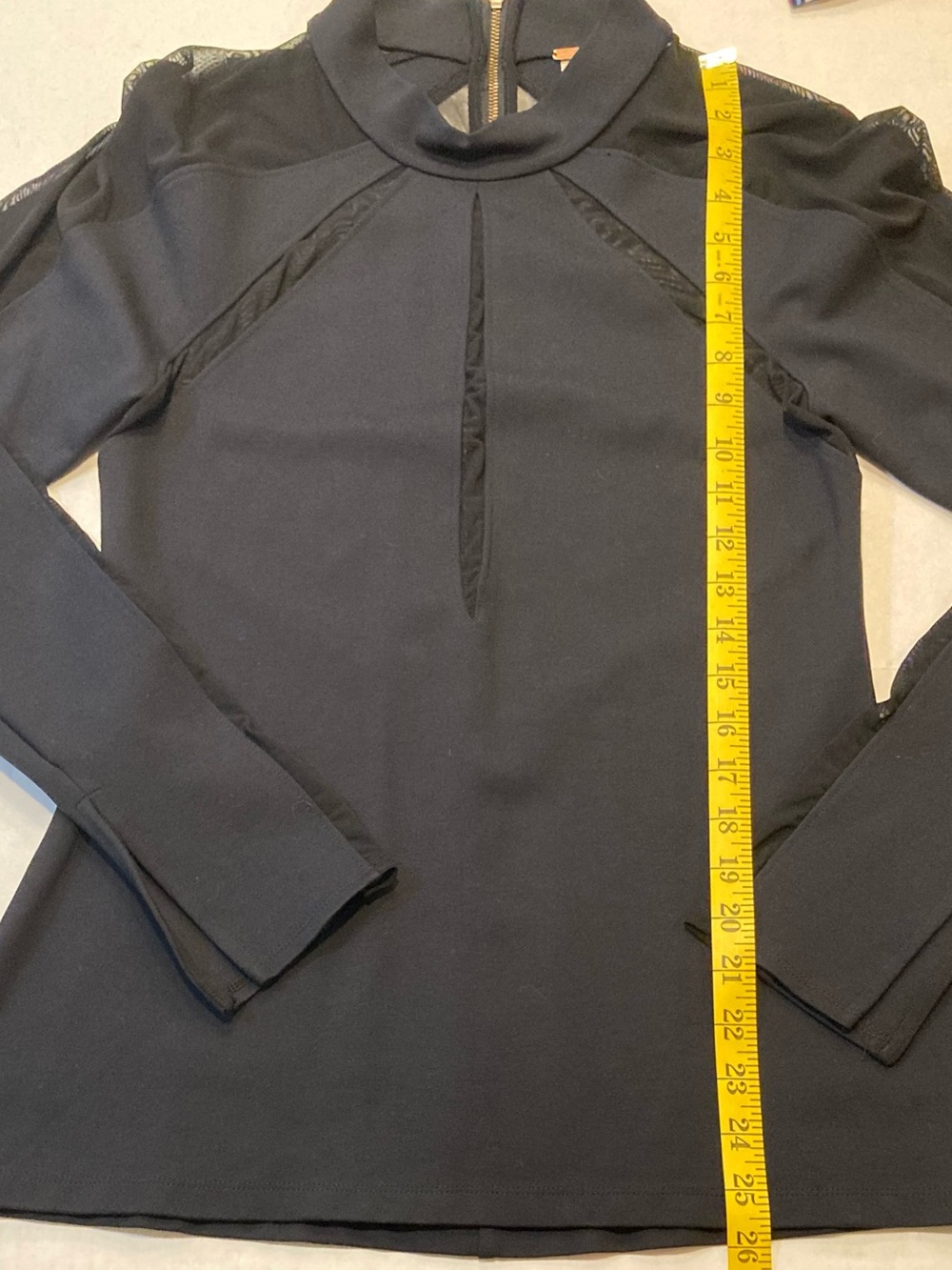 Free People Size L Monarch Black Mesh Long Sleeve Top - Picture 10 of 11